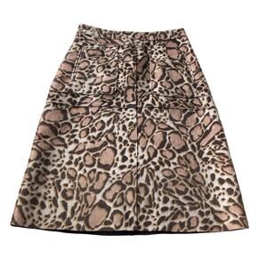 Women's BCBGMaxAzria Margaux Faux Fur Ocelot Leopard Print Back Zip Skirt sz 2